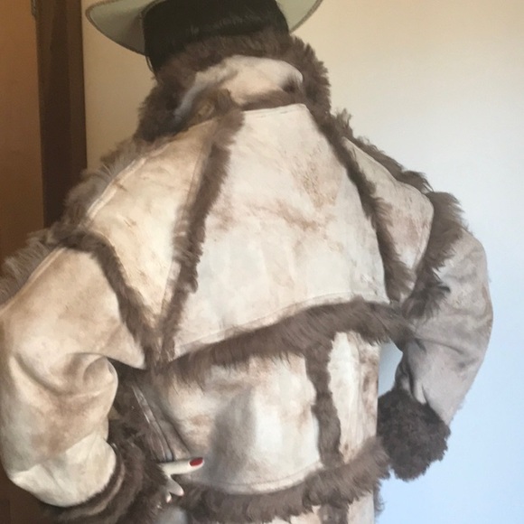 SHEARLING FULL LENGTH STUNNING COAT WITH 2 LEATHER DEEP POCKETS - Picture 8 of 16